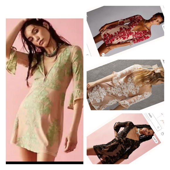 Free people for love and lemon Temecula Mini Dress size S Moss Green - Picture 2 of 4